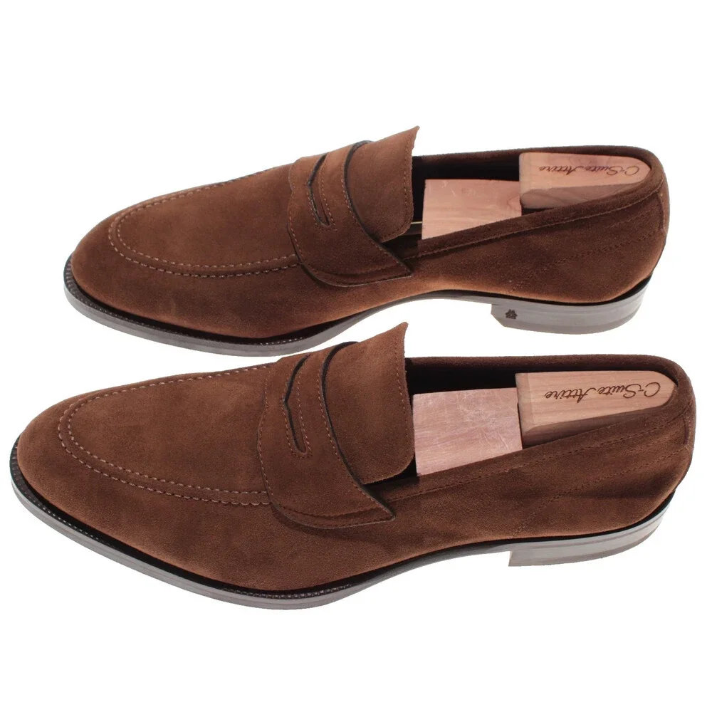 Di Bianco NWB Slip On Penny Loafers Size 10.5 US in Brown Suede Made in Italy